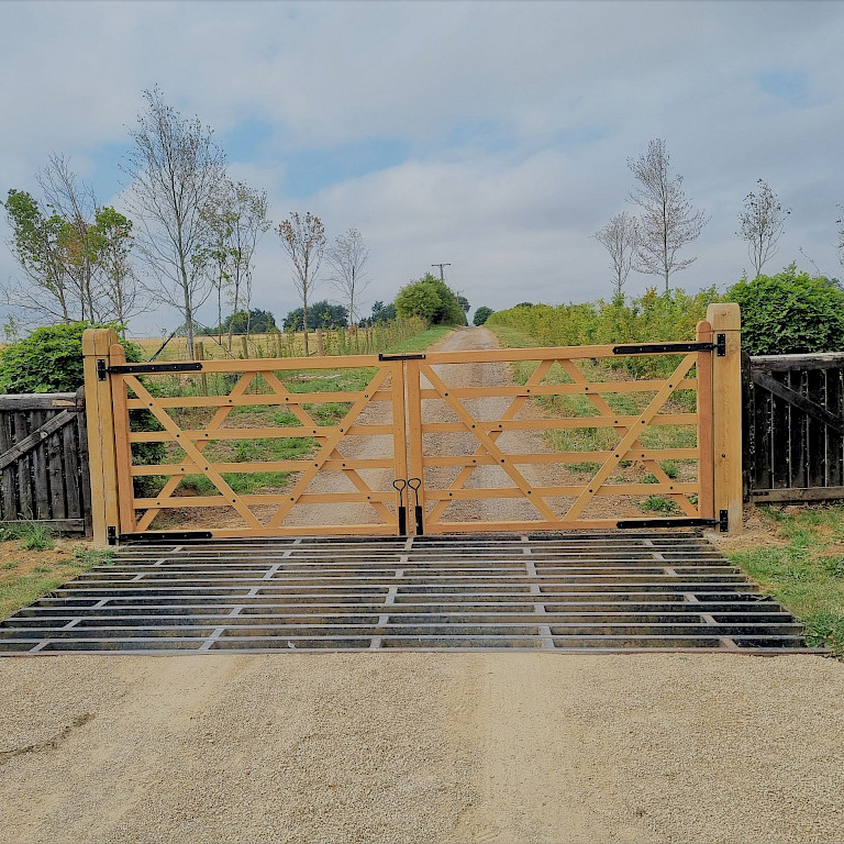6 bar gate to a farm entrance in Oxfordshire